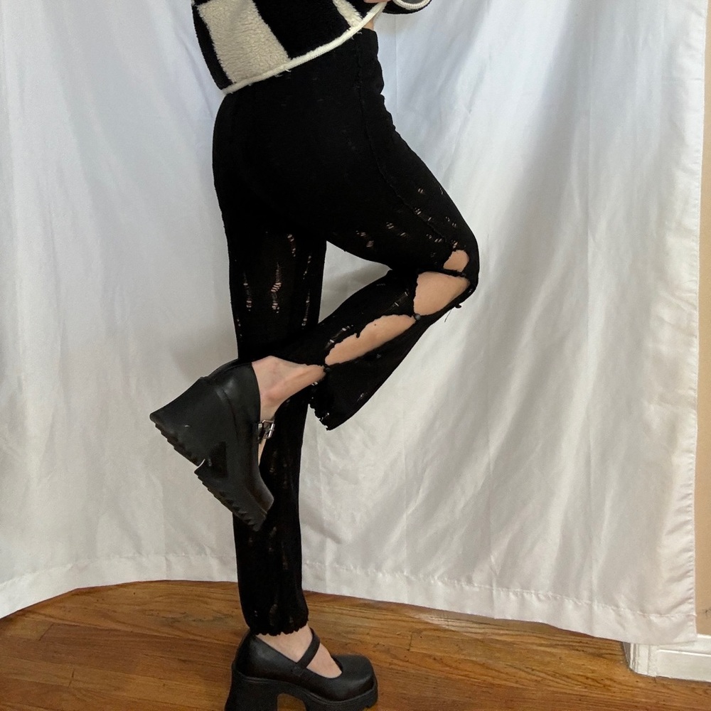 The Source Unknown Diagonal Button Loose Knit Pan… - image 6